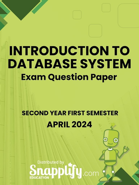 Introduction To Database System Second Year April 2024