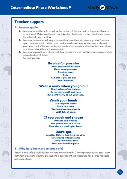 Study and Master Intermediate Phase Worksheet 9 Teachers Support