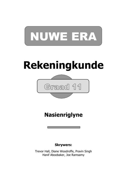 Nuwe Era Rekeningkunde Graad 11 Opvoedersgids