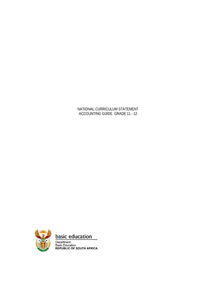 Study Guide: Accounting Grade 11 - 12