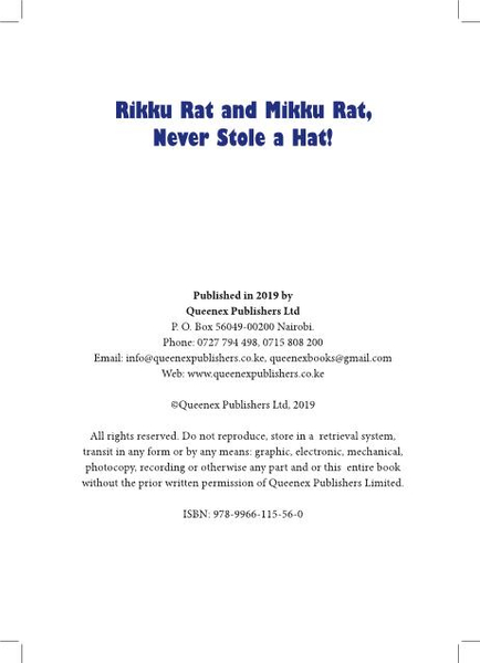 Rikku Rat and Mikku Rat Never Stole a Hat!