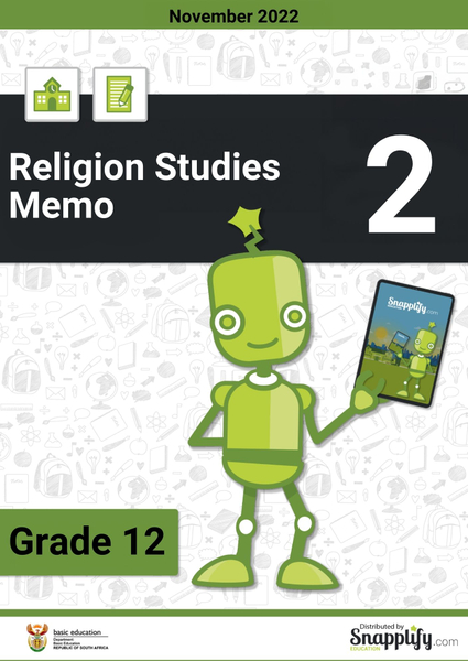 Religion Studies Paper 2 Memo Grade 12 November 2022