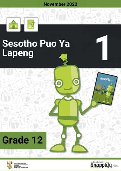 Sesotho Puo Ya Lapeng Paper 1 Kerete 12 Pudungwana 2022