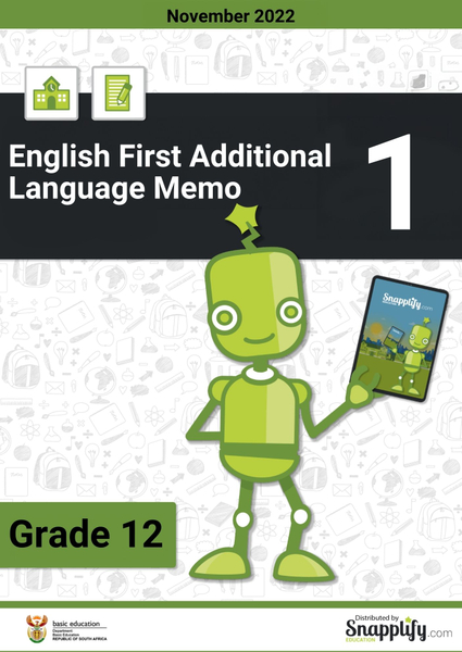 English First Additional Language Paper 1 Memo Grade 12 November 2022