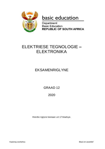 Electrical Technology Graad 12 Exam Guidelines 2020 (Electronics) (CAPS)