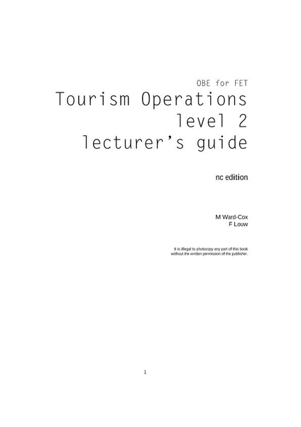 Colleges Tourism Operations Level 2 Lecturer's Guide