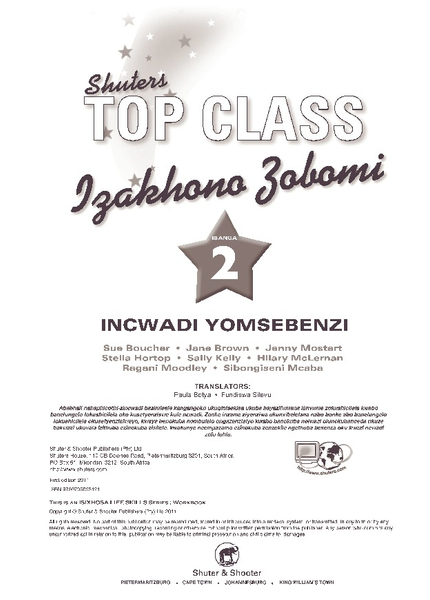 E TOP CLASS LIFE SKILLS GRADE 2 WORKBOOK (XHOSA)