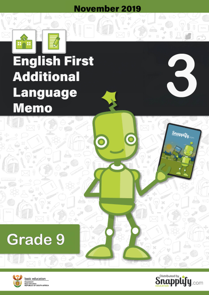 English First Additional Language Paper 3 Marking Guideline Grade 9 November 2019