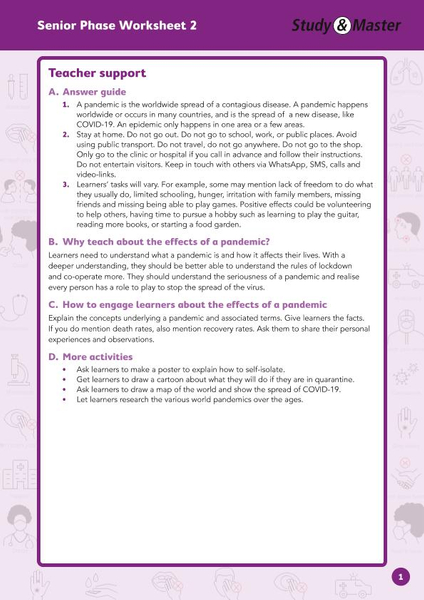 Study and Master Senior Phase Worksheet 2 Teachers Support