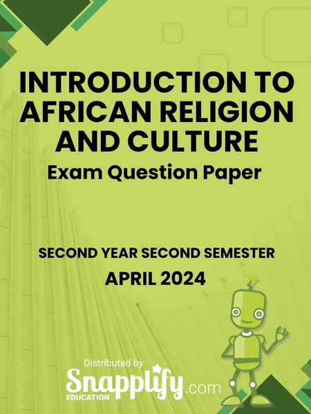 Introduction To African Religion And Culture Second Year April 2024