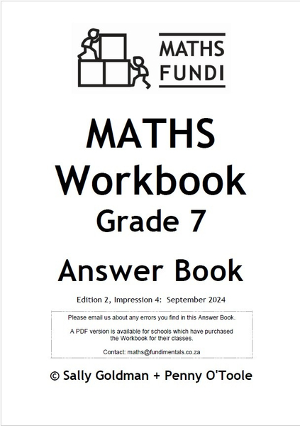 Maths Fundi Workbook Grade 7 Answer Book (2-year licence)