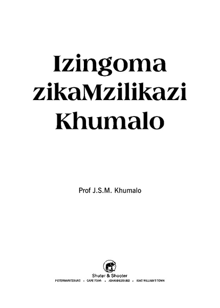 E IZINGOMA ZIKAMZILIKAZI KHUMALO