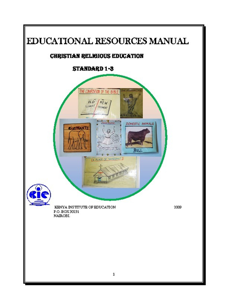 Christian Religious Education 1 - 3 Educational Resources Manual