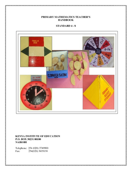 Primary Mathematics Teachers Handbook Standard 4 - 8