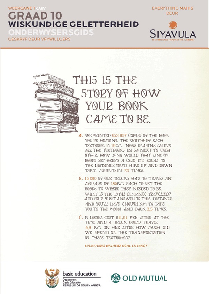 Siyavula Wiskunde Geletterheid  Graad 10  Onderwysersgids